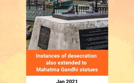 Instances of desecration also extended to Mahatma Gandhi statues